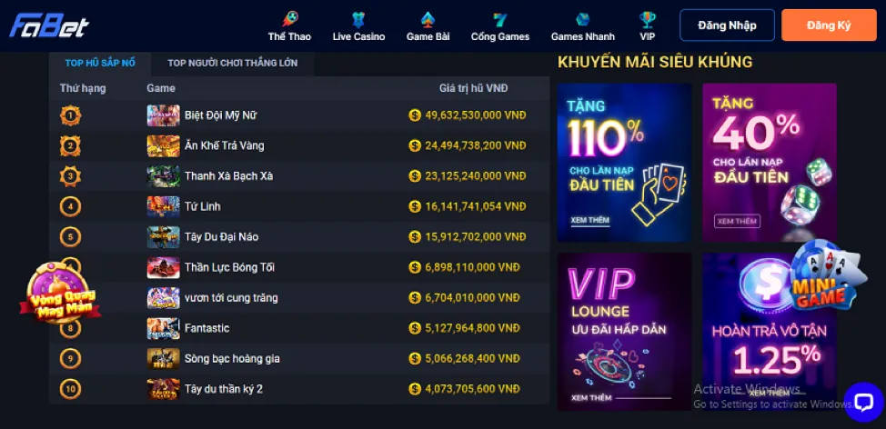 Kho game nổ hũ đa dạng, dễ trúng